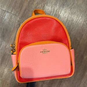 Coach Vibrant Red and Pink Backpack